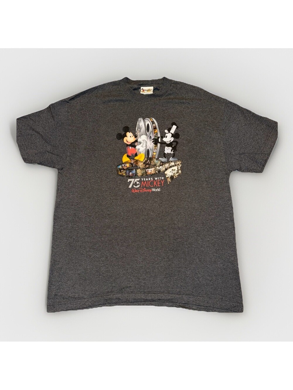 Walt Disney World 75 Years with Mickey T Shirt XL Dark Gray - Y2K 2000’s Vintage